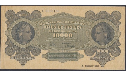 Польша 10000 марок 1922 г. (POLAND 10000 Marek Polskich 1922) Р 32: VF/XF