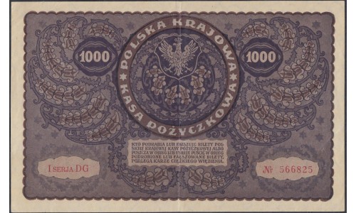 Польша 1000 марок 1919 г. (POLAND 1000 Marek Polskich 1919) P 29: XF