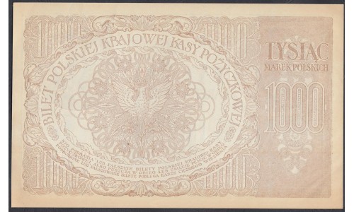 Польша 1000 марок 1919 гoода (POLAND 1000 Marek Polskich 1919) Р 22: UNC