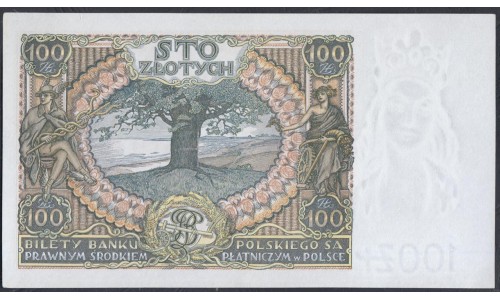 Польша 100 злотых 1934 года, Серия BH (POLAND 100 Złotych 1934) Р 75b: UNC--