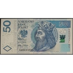 Польша 50 злотых 2012, серия AA (POLAND 50 Złotych 2012) P 185 : UNC