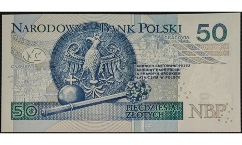 Польша 50 злотых 2012, серия AA (POLAND 50 Złotych 2012) P 185 : UNC
