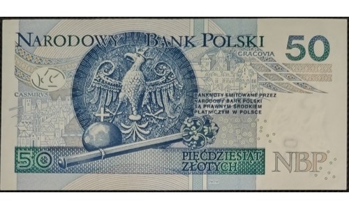 Польша 50 злотых 2012, серия AS (POLAND 50 Złotych 2012) P 185 : UNC