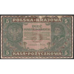 Польша 5 марок 1919 года (POLAND 5 Marek Polskich 1919) Р 24: VG