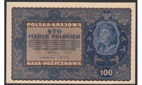 Польша 100 марок 1919 года (POLAND 100 Marek Polskich 1919) Р 27: UNC