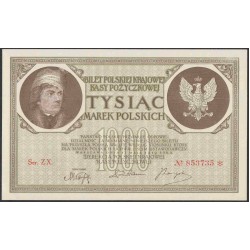 Польша 1000 марок 1919 гoода (POLAND 1000 Marek Polskich 1919) Р22: Unc
