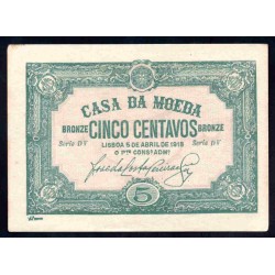 Португалия 5 центаво 1918 г. (PORTUGAL 5 Centavos Bronze 1918) P97:Unc-