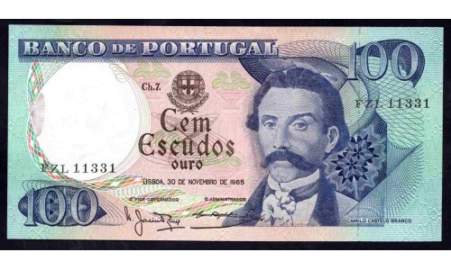 Португалия 100 эскудо 1965 (PORTUGAL 100 Escudos 1965) P 169а(2) : UNC