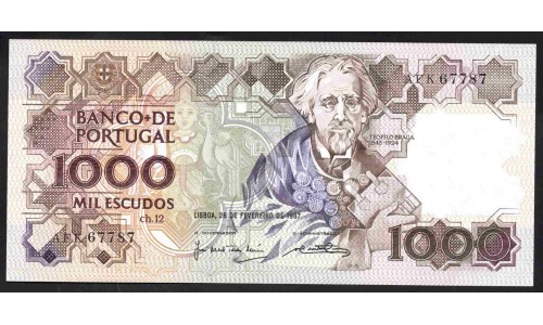 Португалия 1000 эскудо 1987 (PORTUGAL 1000 Escudos 1987) P 181c : UNC