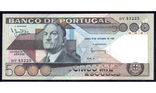 Португалия 5000 эскудо 1980 (PORTUGAL 5000 Escudos 1980) P 182а : аUNC