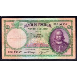 Португалия 20 эскудо 1951 (PORTUGAL 20 Escudos 1951) P 153a : VF+