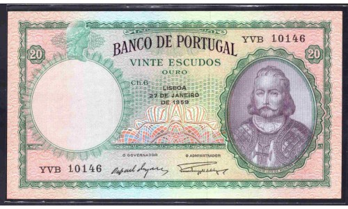 Португалия 20 эскудо 1959 (PORTUGAL 20 Escudos 1959) P 153b : aUnc
