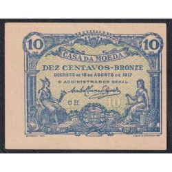Португалия 10 Центаво 1917 г. (PORTUGAL 10 Centavos 1917) P 95c: UNC--