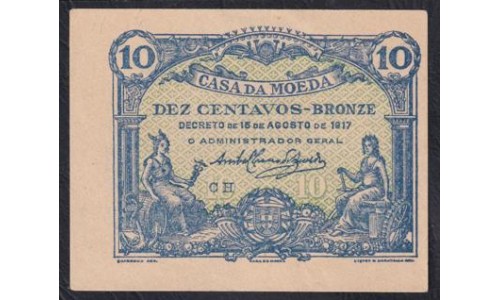 Португалия 10 Центаво 1917 г. (PORTUGAL 10 Centavos 1917) P 95c: UNC--