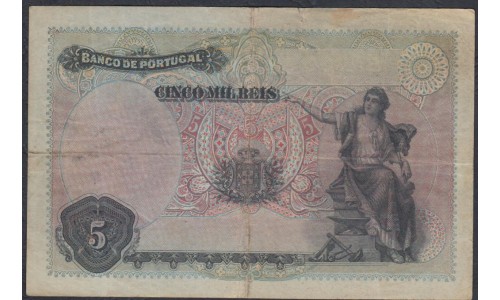 Португалия 5000 рейс 1909 (PORTUGAL 5000 Reis 5 Mil Reis1909) P 104: F/VF