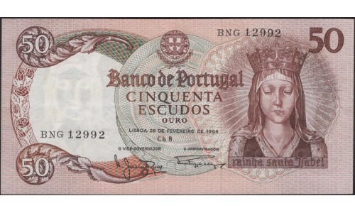 Португалия 50 эскудо 1964 (PORTUGAL 50 Escudos 1964) P 168(3) : aUNC