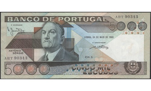 Португалия 5000 эскудо 1983 (PORTUGAL 5000 Escudos 1983) P 182c : аUNC