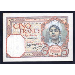 Алжир 5 франков 1926 год (Algeria 5 francs 1926) P77: aUNC