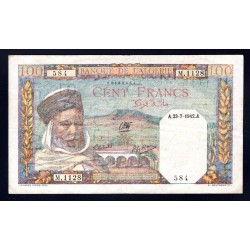 Алжир 100 франков 1942 год (Algeria 100 francs 1942g.) P85:XF