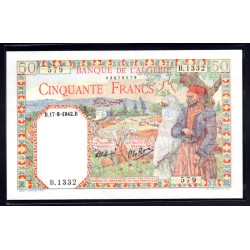 Алжир 50 франков 1942 год (Algeria 50 francs 1942) P 87: UNC