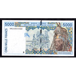 Западные Африканские Штаты (Бенин) 5000 франков 1998 год (West African States (Benin) 5000 francs 1998) P 213Bh: UNC
