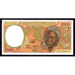 Габон 2000 франков ND (1993 - 2000 г.г.) (Gabonaise 2000 francs ND (1993 - 2000g.)) P403Lg:Unc