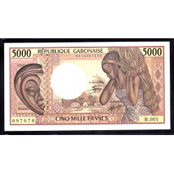 Габон 5000 франков ND (1984 - 1991 г.г.) (Gabonaise 5000 francs ND (1984 - 1991g.)) P6a:Unc