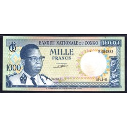 Конго 1000 франков 1961 год (CONGO  1000 francs 1961g.) P8a:aUnc