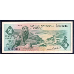 Конго 50 франков 1962 год (CONGO  50 francs 1962g.) P5а:aUnc