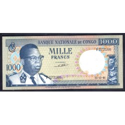 Конго 1000 франков 1961 год (CONGO  1000 francs 1961g.) P8a:Unc