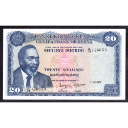 Кения 20 шиллингов 1973 год (KENYA 20 shillings 1973 g.) P8d:Unc