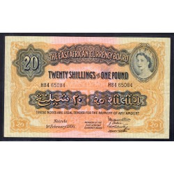 Британская Восточная Африка 20 шиллингов - 1 фунт 1956 год (EASTAFRICAN CURRENCY BOARD 20 shillings - 1 pound 1956 g.) P35:XF