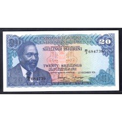 Кения 20 шиллингов 1974 год (KENYA 20 shillings 1974 g.) P13a:Unc