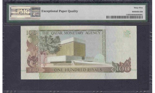 Катар 100 риал б/д (1980-е г.) (Qatar 100 riyals ND (1980's year)) P11:Unc (PMG 65 gem uncirculated)