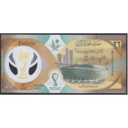 Катар 22 риала 2022 Чемпионат мира по футболу, 2022 год. Полимерная в буклете (FIFA World Cup Qatar 2022 Commemorative Polymer Banknote 22QAR in Folder): NEW UNC