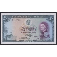 Родезия 5 фунтов 10.11.1964 года, РЕДКОСТЬ (RHODESIA 5 Pounds 10.11.1964) P 26: UNC