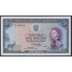 Родезия 5 фунтов 10.11.1964 года, РЕДКОСТЬ (RHODESIA 5 Pounds 10.11.1964) P 26: UNC