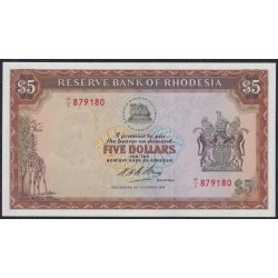 Родезия 5 долларов 1972 года, РЕДКОСТЬ (RHODESIA 5 dollars 1972) P 32a: UNC