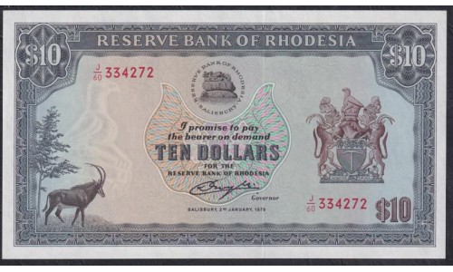 Родезия 10 долларов 1979 (RHODESIA 10 dollars 1979) P 41а: UNC 