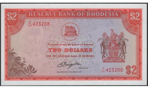 Родезия 2 доллара 1977 (RHODESIA 2 dollars 1977) P 35c : UNC