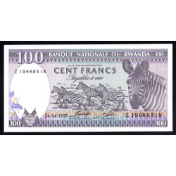 Руанда 100 франков 1989 г. (RWANDA 100 francs 1989 g.) P19:Unc