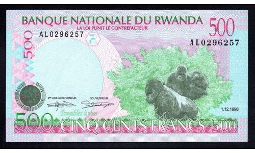 Руанда 500 франков 1998 г. (RWANDA 500 francs 1998) P 26b: UNC