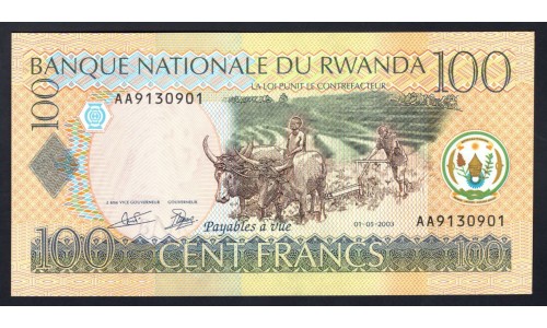 Руанда 100 франков 2003 г. (RWANDA 100 francs 2003) P 29а: UNC
