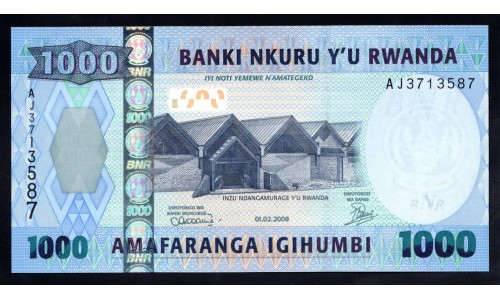 Руанда 1000 франков 2008 г. (RWANDA 1000 francs 2008) P 35: UNC