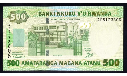 Руанда 500 франков 2008 г. (RWANDA 500 francs 2008) P 34: UNC