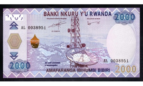 Руанда 2000 франков 2014 г. (RWANDA 2000 francs 2014) P 40: UNC
