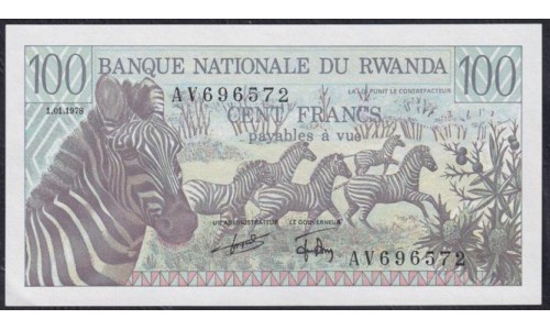 Руанда 100 франков 1978 г. (RWANDA 100 francs 1978) P 12: UNC