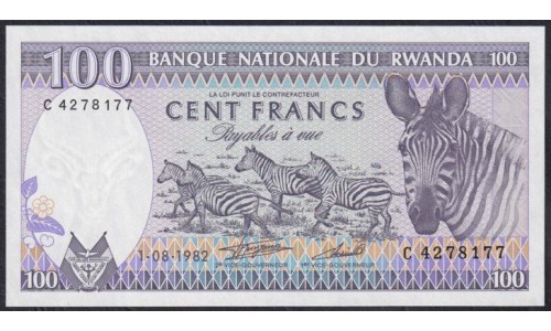 Руанда 100 франков 1982 г. (RWANDA 100 francs 1982) P 18: UNC