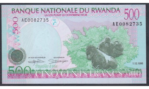 Руанда 500 франков 1998 г. (RWANDA 500 francs 1998) P 26a: UNC