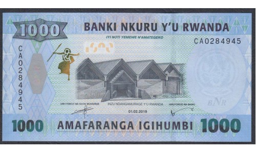 Руанда 1000 франков 2019 г. (RWANDA 1000 francs 2019) P W43: UNC